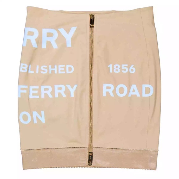 Burberry Ladies Soft Fawn Kylie Horse Ferry Logo Skirt - Picture 6 of 11